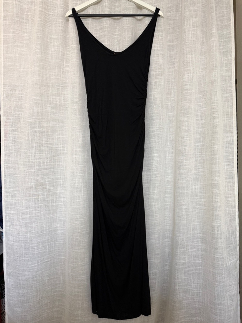 Rachel Pally Black Sleeveless V-Neck Ruched Maxi